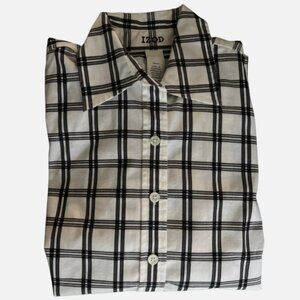 IZOD Women XS Long Sleeve Fitted Collared Button Up Plaid Blouse/Top/Shirt
